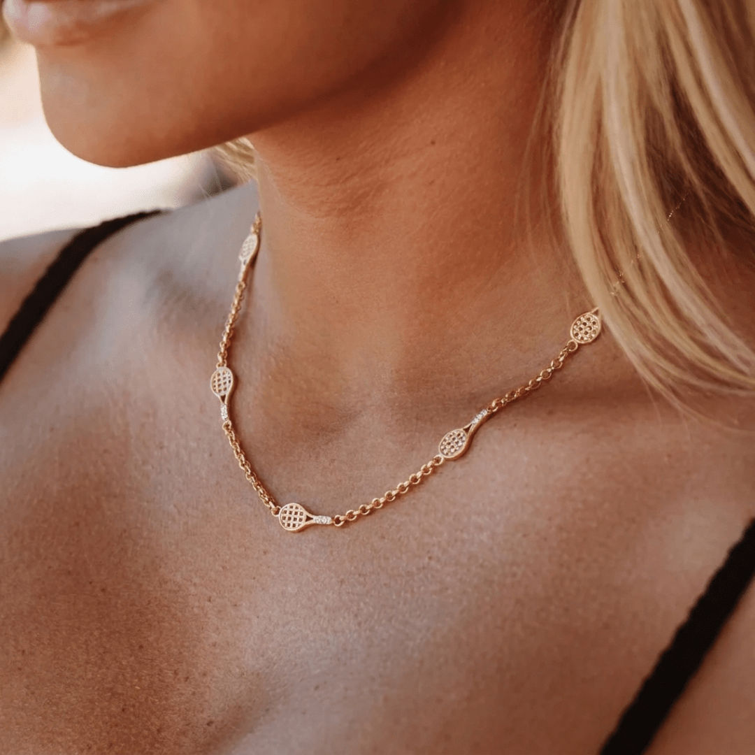 Racket Station Necklace — worn