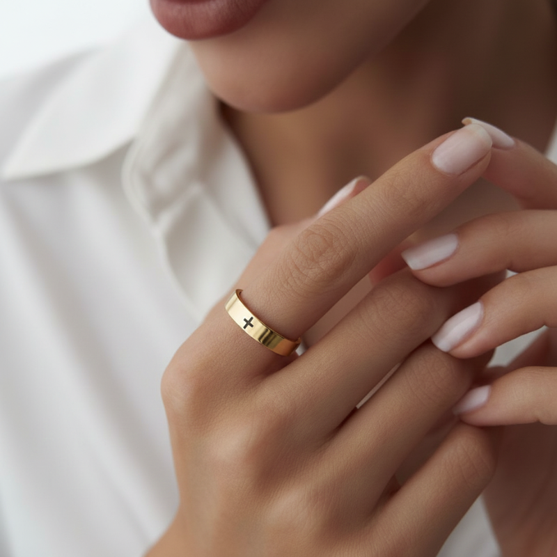 Classic Cross Ring — worn
