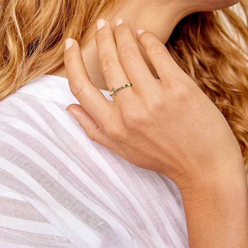 Sideways Cross Ring — worn