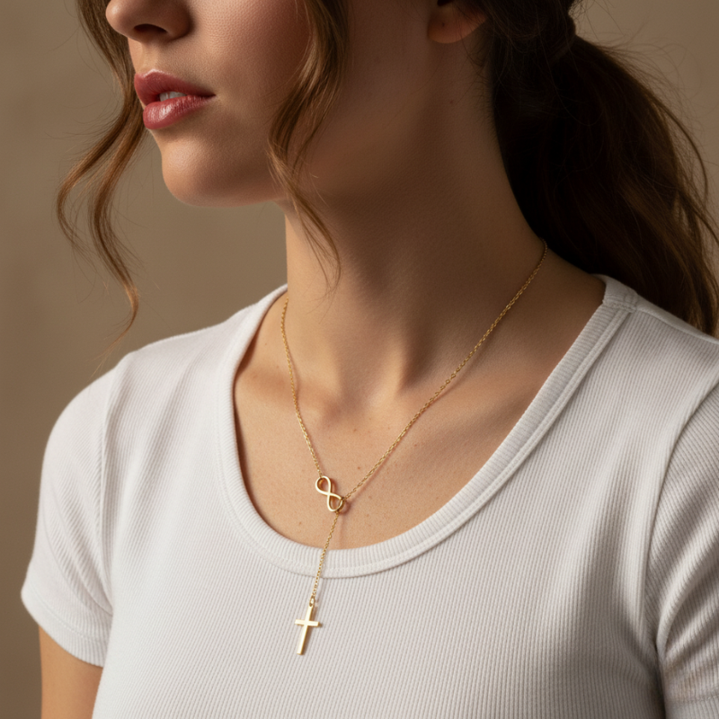 Endless Cross Necklace — worn