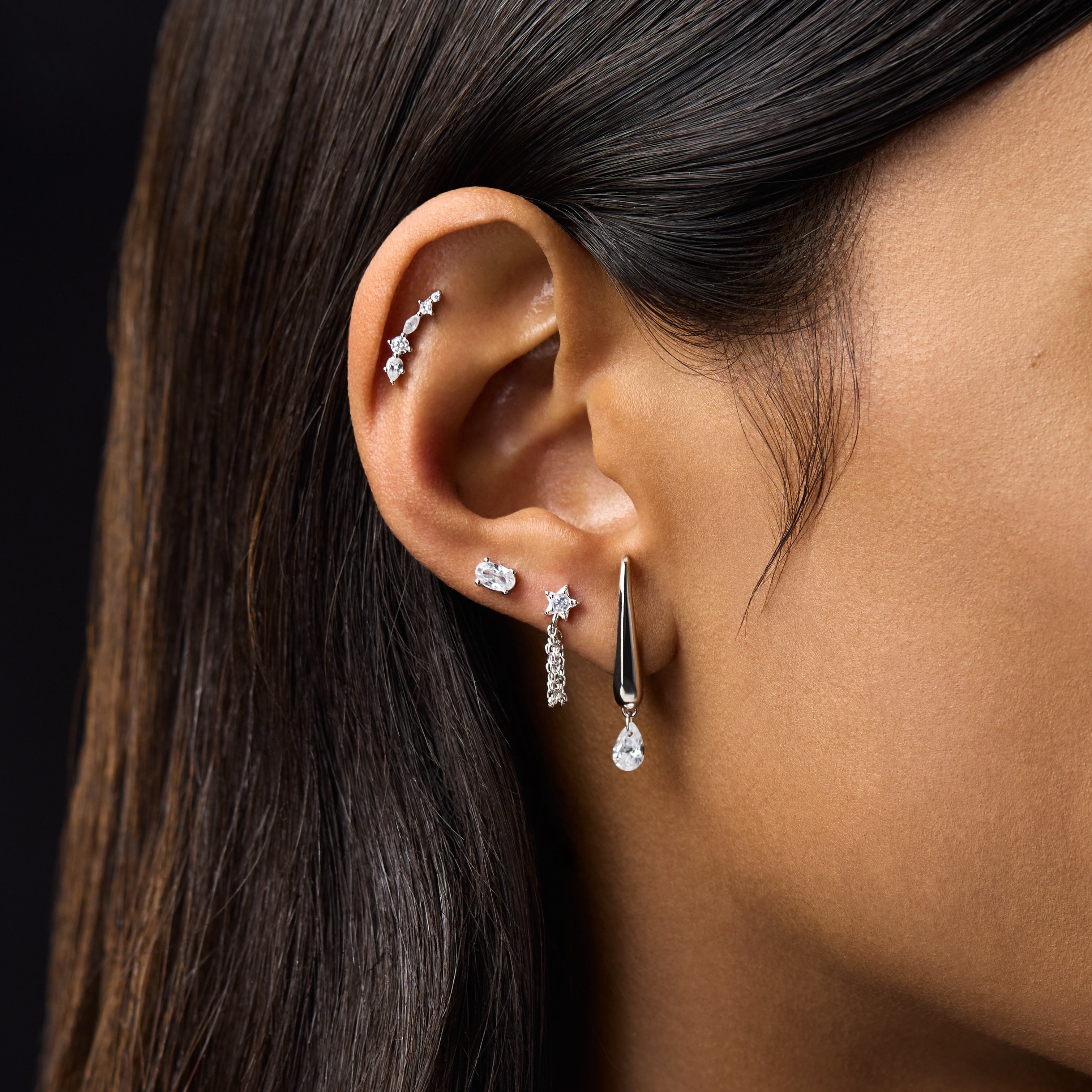 Comet Chain Earrings — worn