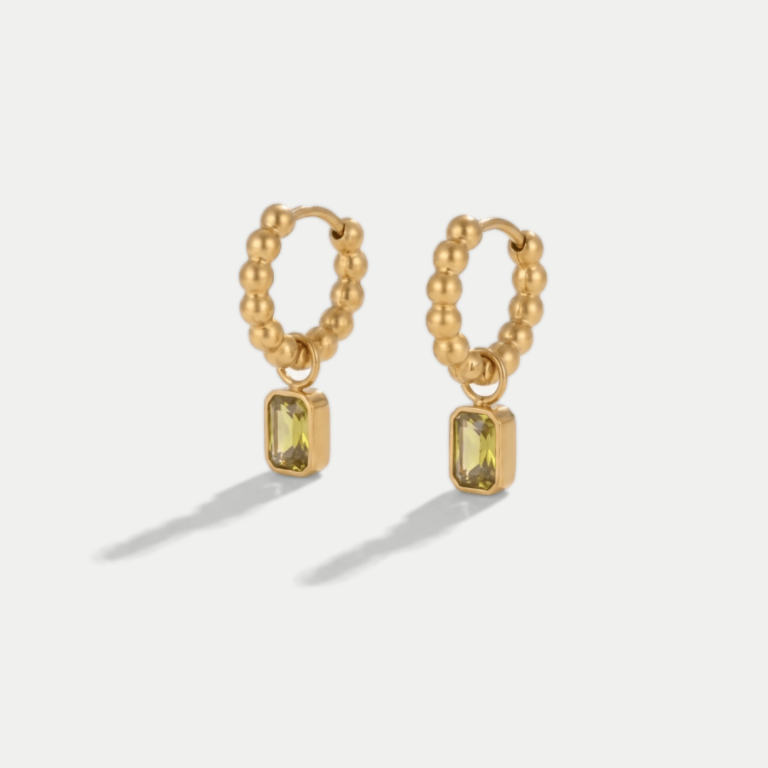 Olive Charm Hoops — detail