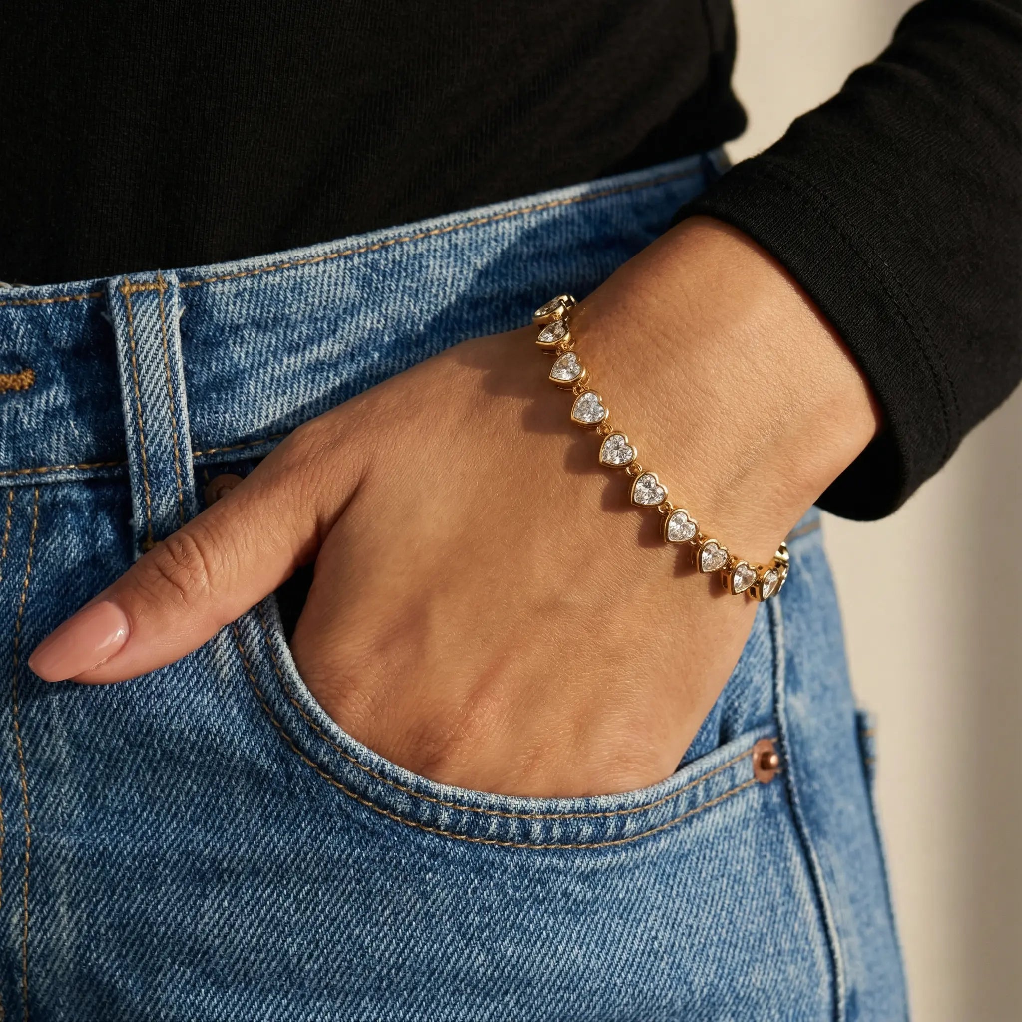 Riviere Heart Bracelet — worn
