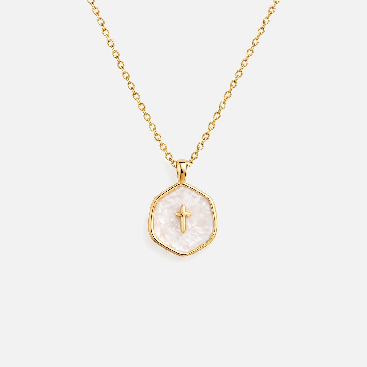 Medallion Cross Necklace — studio shot