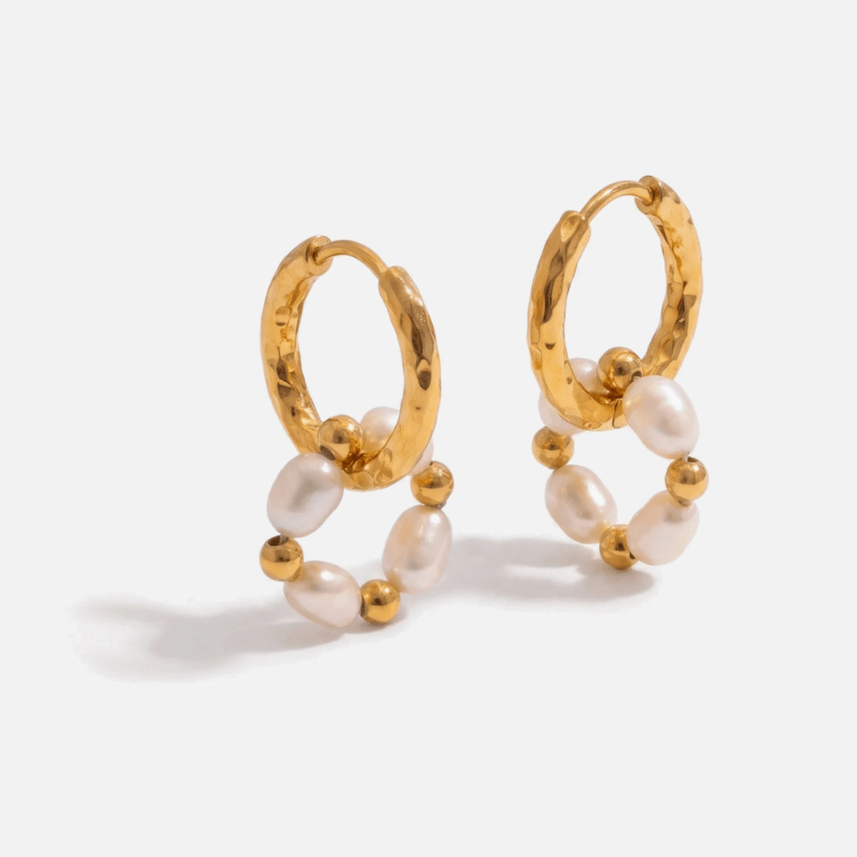 Pearl Charm Hoops — studio shot