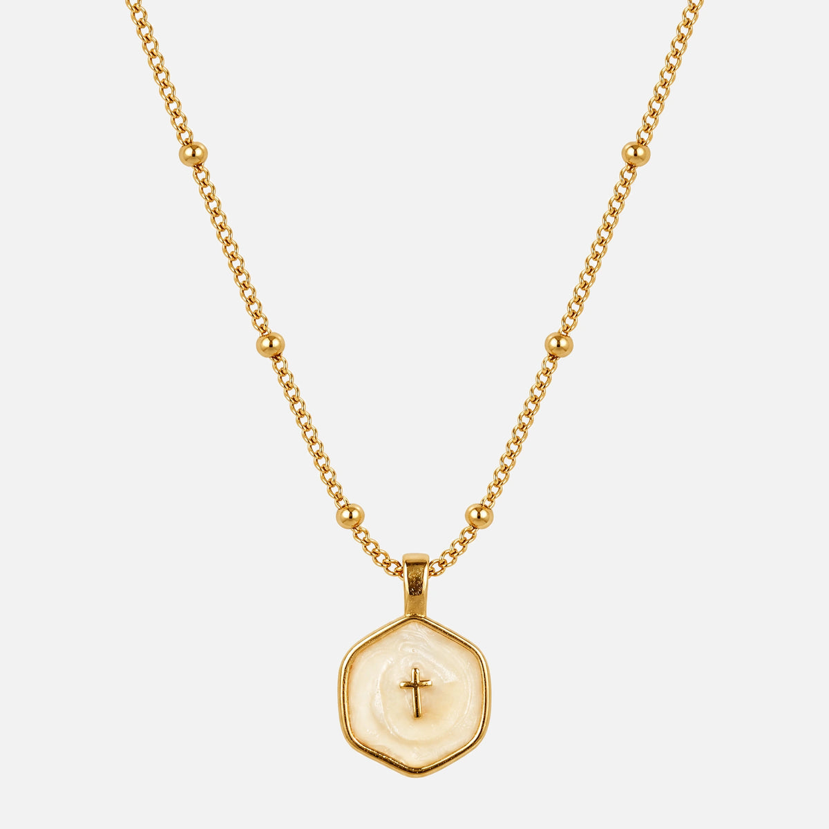 Sacred Flame Cross Necklace — studio shot