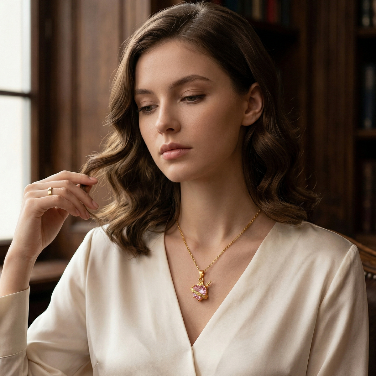 Heart of Mary Rose Necklace — worn