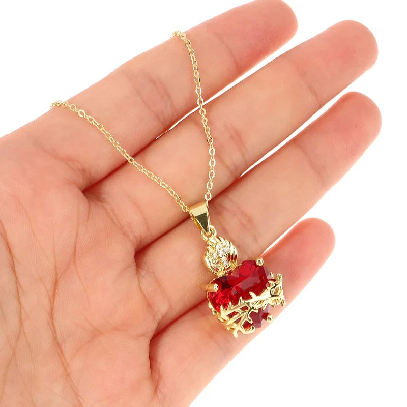 Sacred Heart of Jesus Necklace — worn