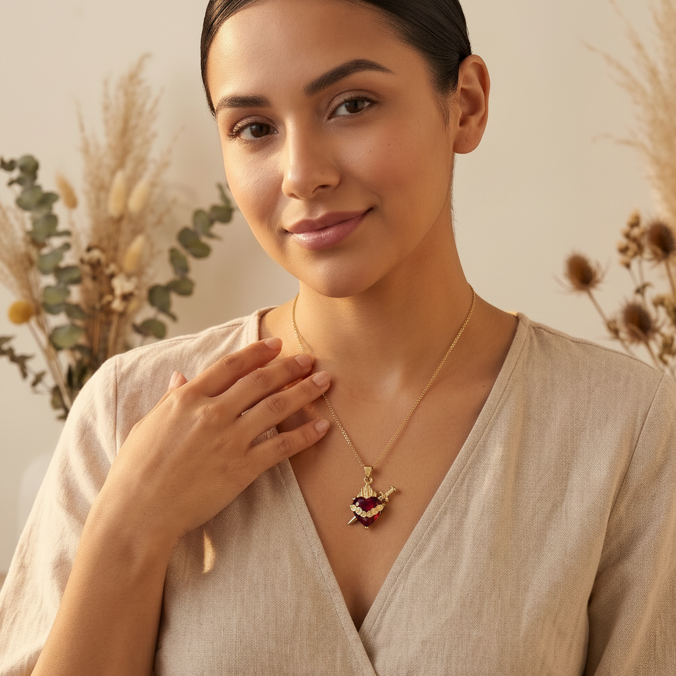 Heart of Mary Necklace — worn