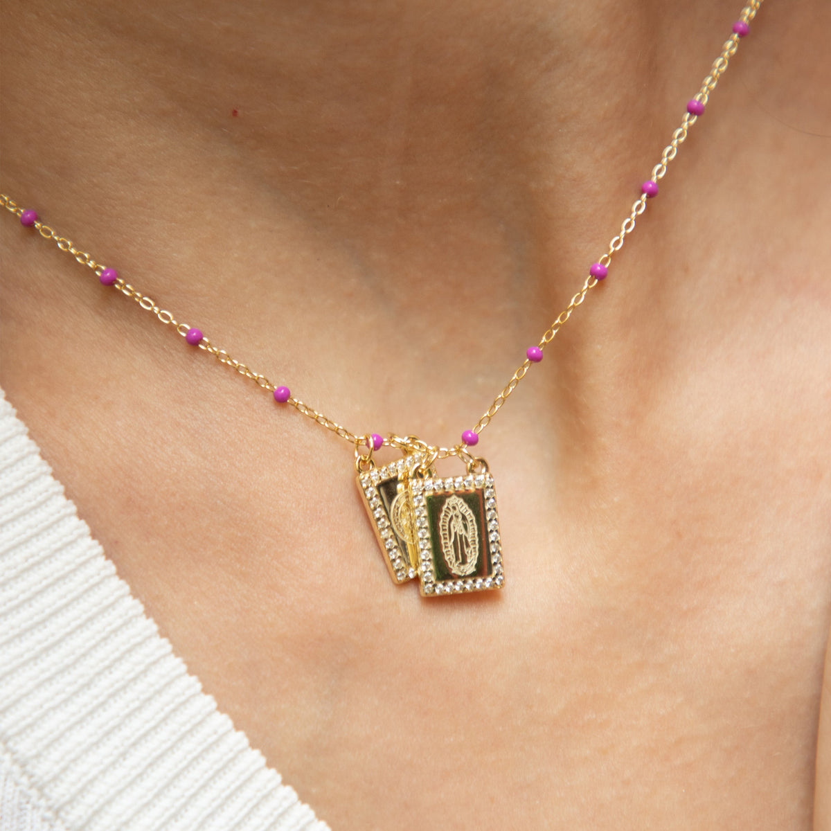 Saint Benedict and Guadalupe Scapular — worn
