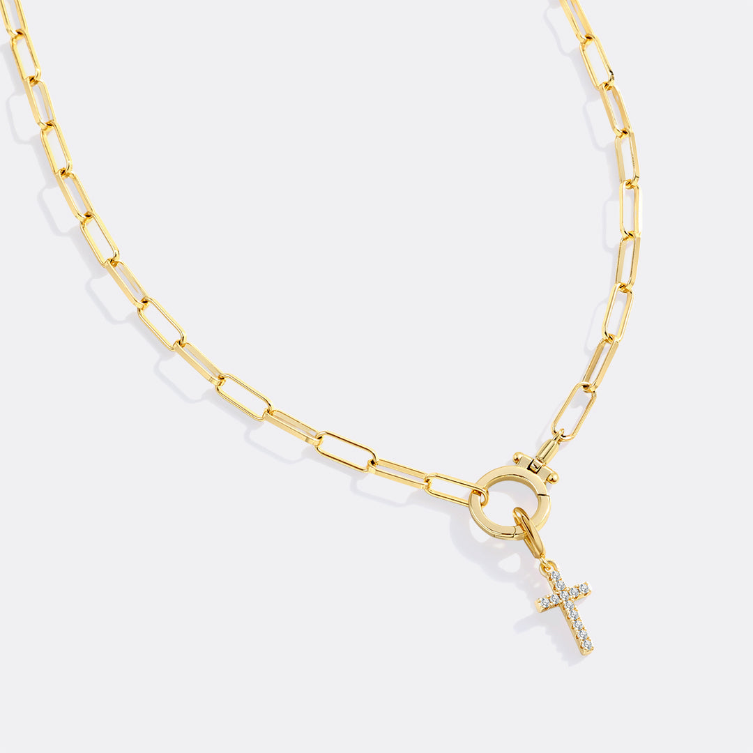 Pavé Cross Necklace — detail