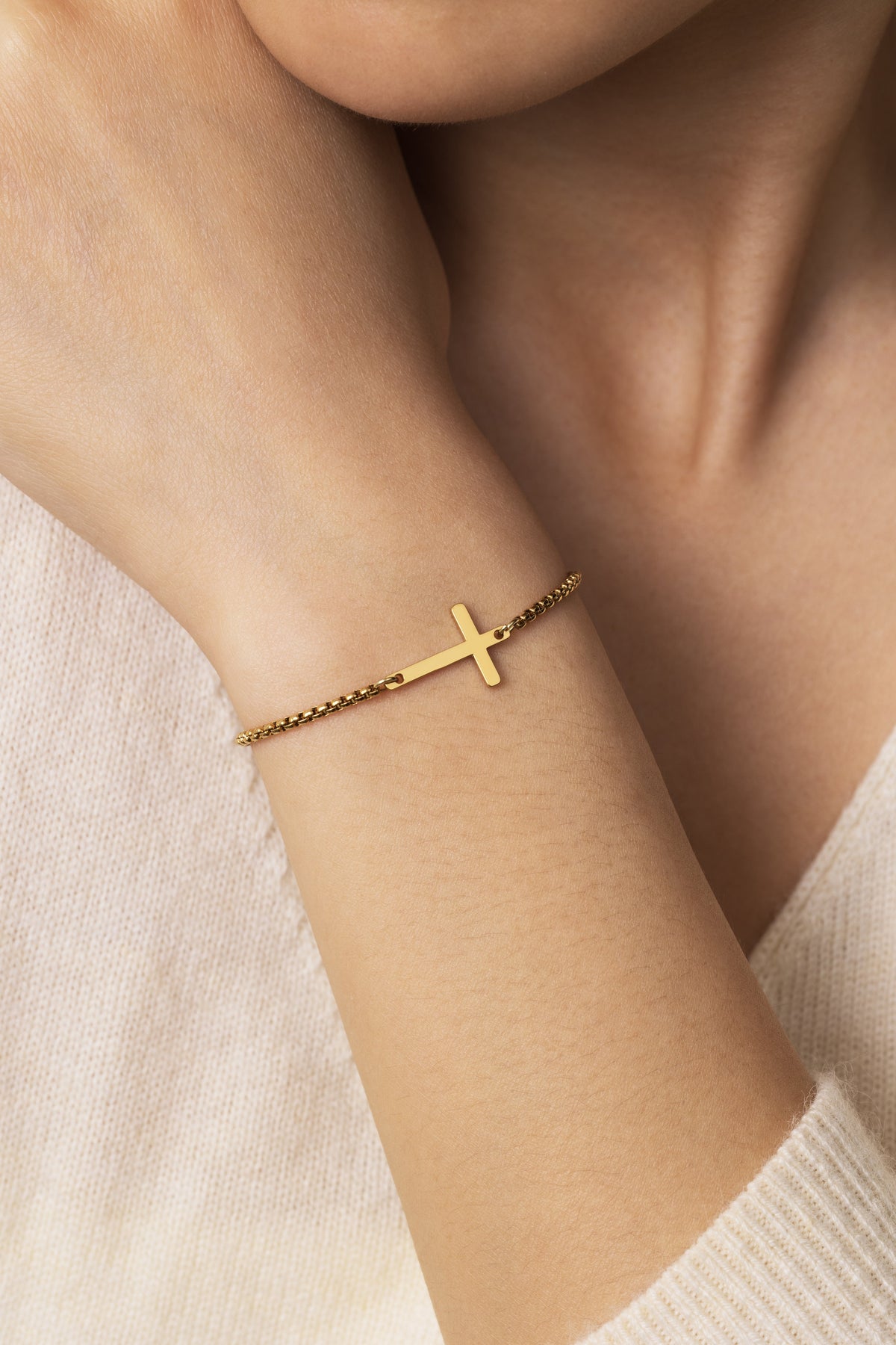 Sideways Cross Bracelet — worn