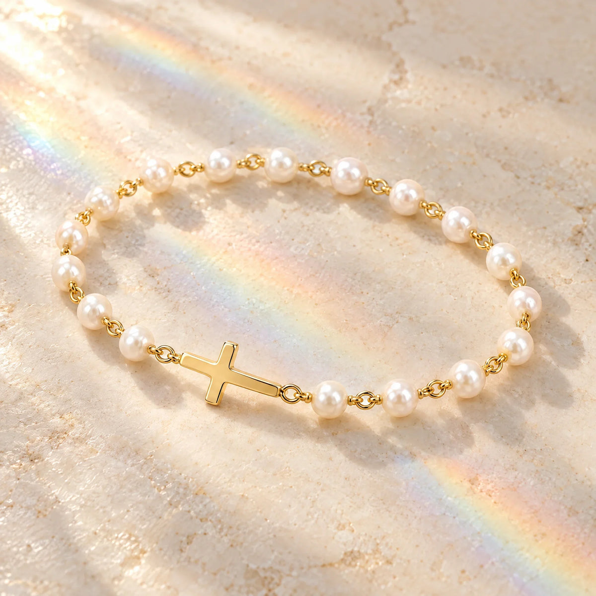 Pearl Cross Bracelet — detail