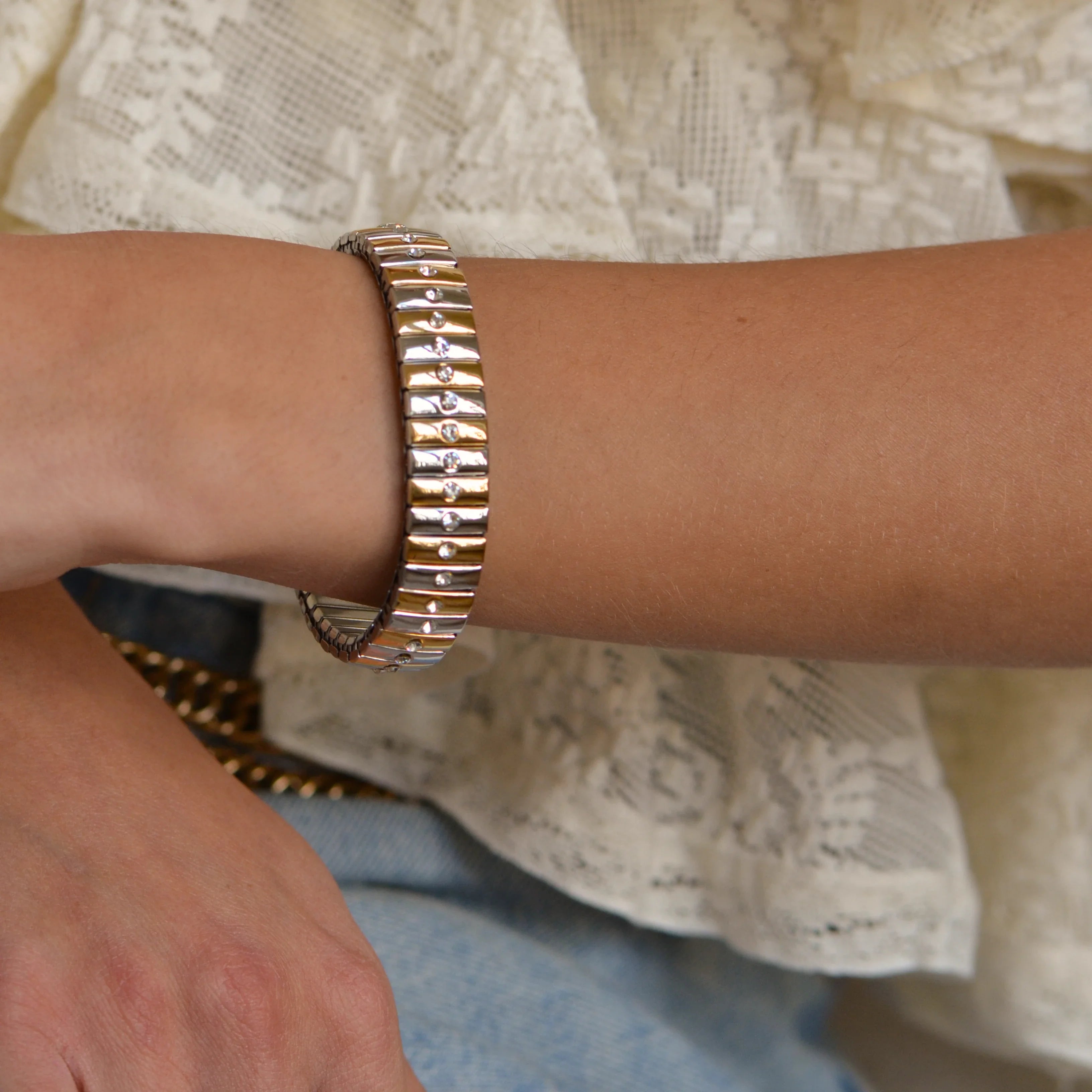 Crystal Duo Bracelet — worn