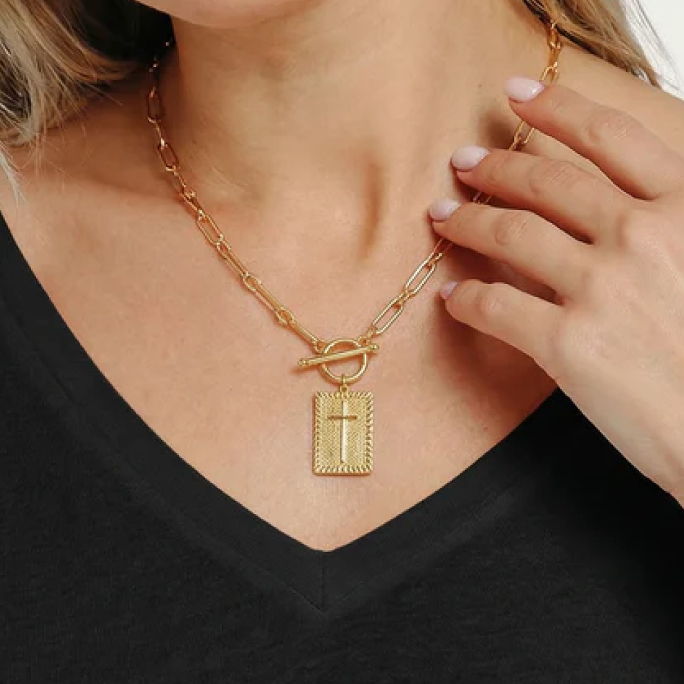Eternal Cross Necklace — worn
