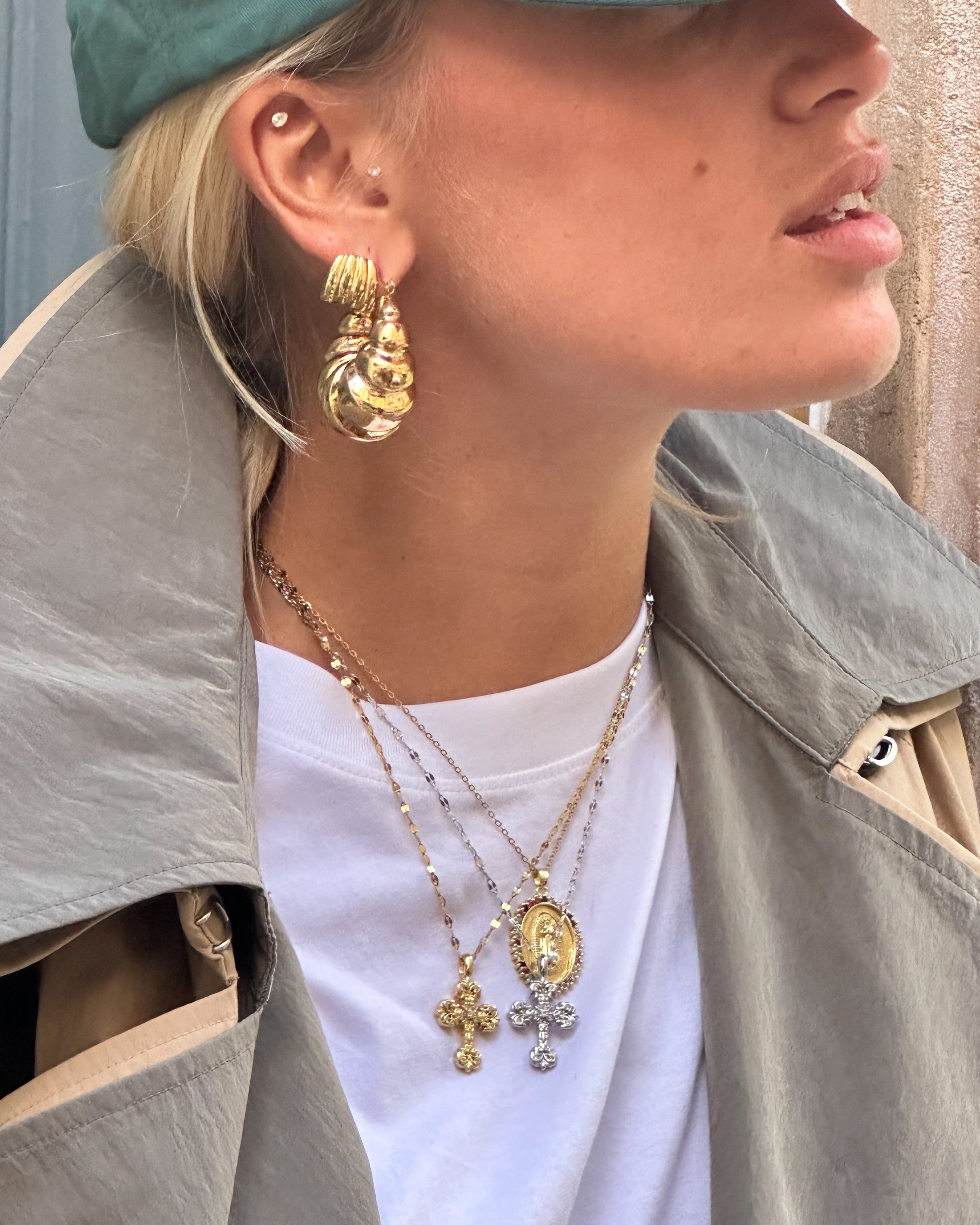 Gothic Cross Necklace — worn