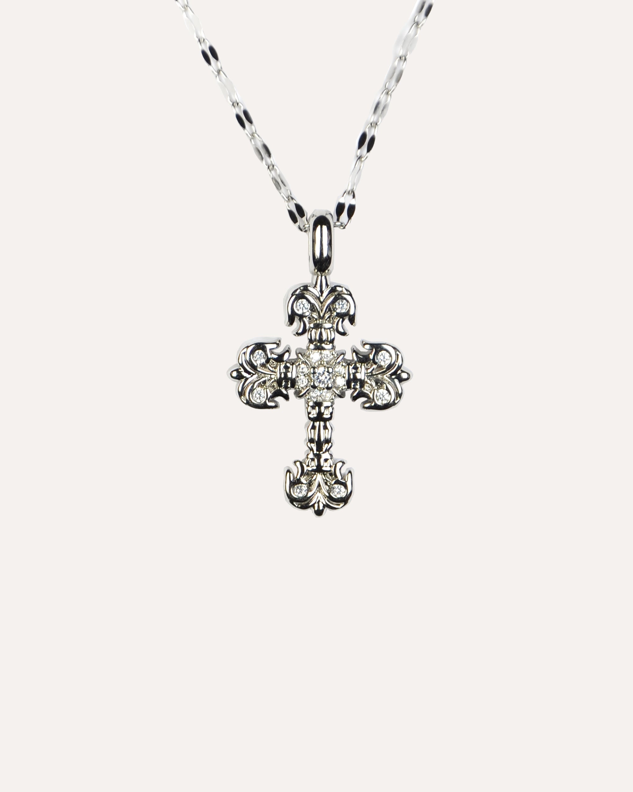 Gothic Cross Necklace — in Silver — studio shot