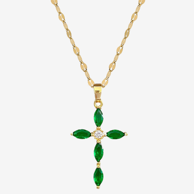 Agathe Necklace in Green — studio shot
