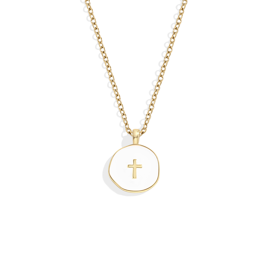 Enamel Cross Necklace — detail