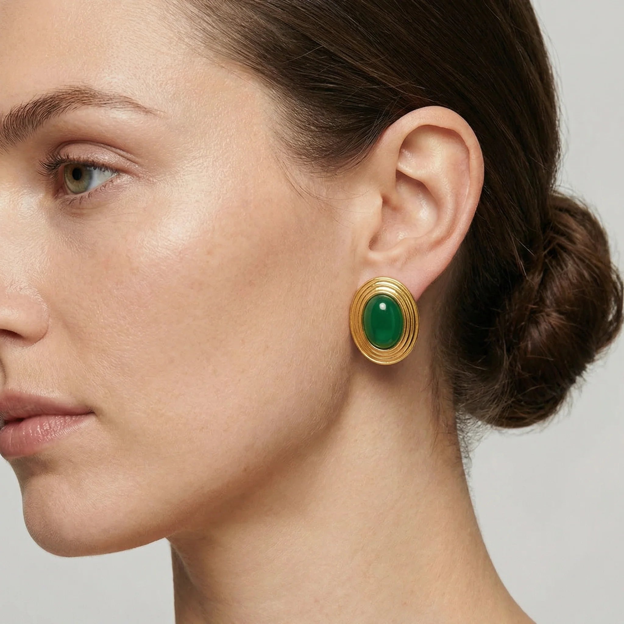 Old Money Earrings in Green — worn