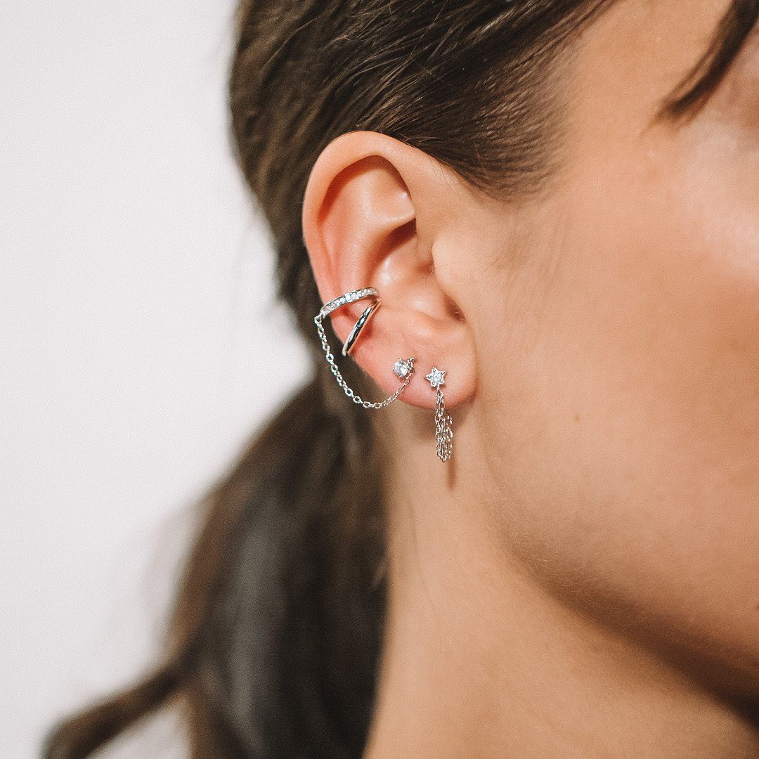 Comet Chain Earrings — worn