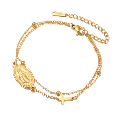 Blessed Medal Cross Bracelet — detail