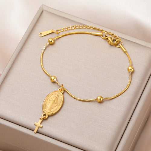 Blessed Medal Cross Bracelet — detail