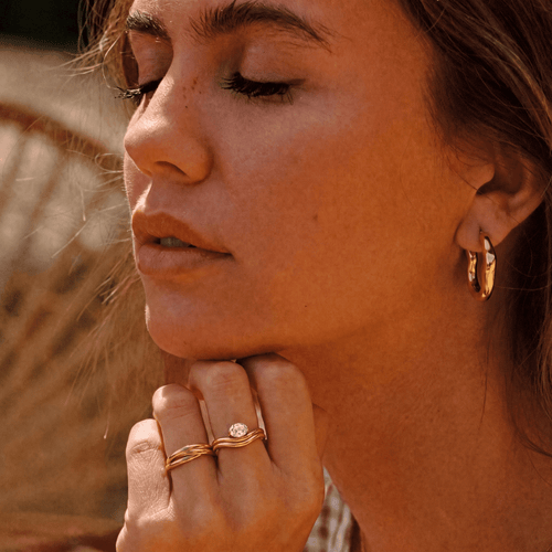 Wave Solitaire Ring — worn