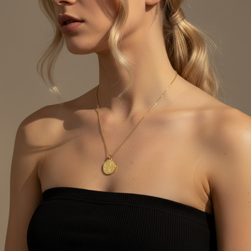 Saint Benedict Coin Necklace — worn