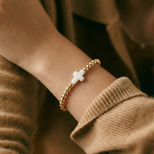 Beaded Cross Bracelet — worn
