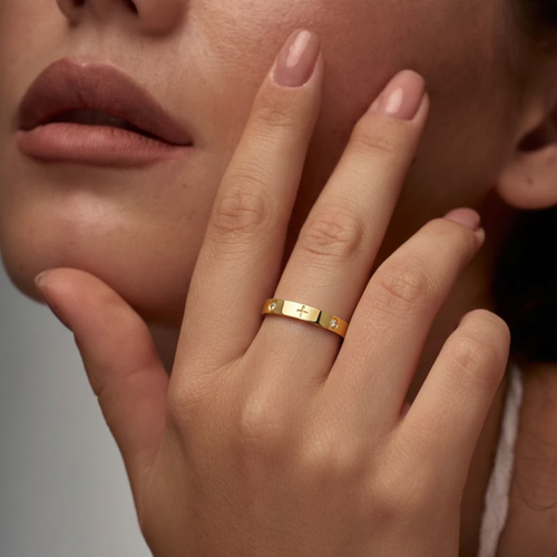 Cross Band Ring — worn