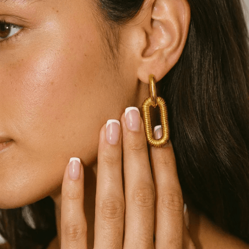 Link Drop Earrings — worn