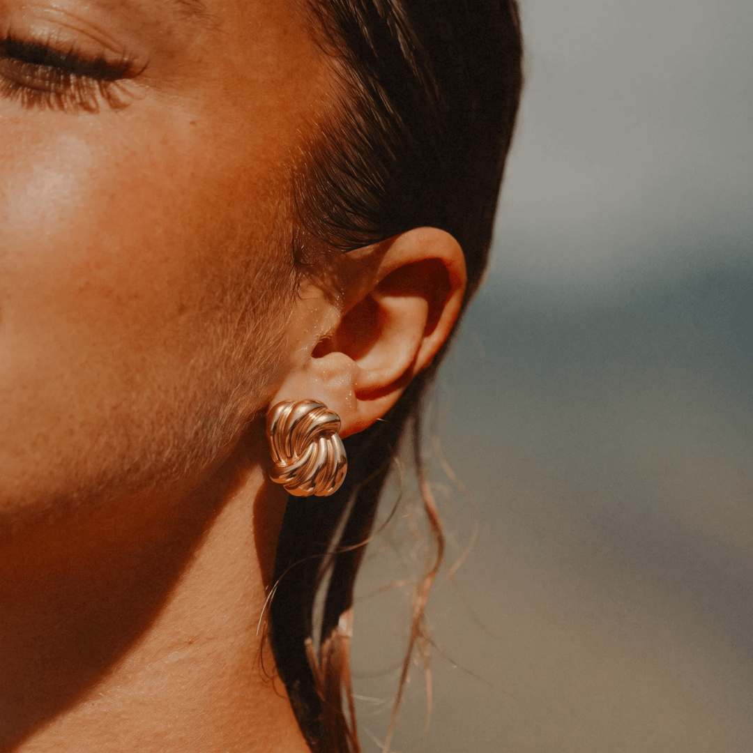 Swirl Studs — worn