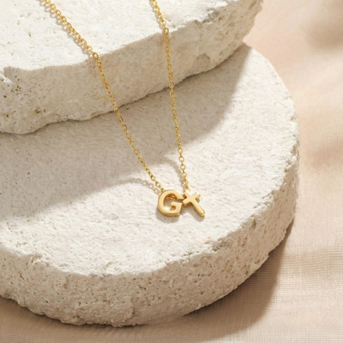 Initial Cross Necklace — detail