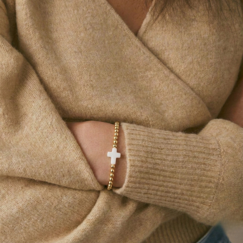 Beaded Cross Bracelet — worn