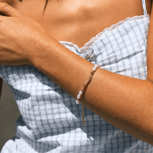 Pearl and Gold Bracelet — worn