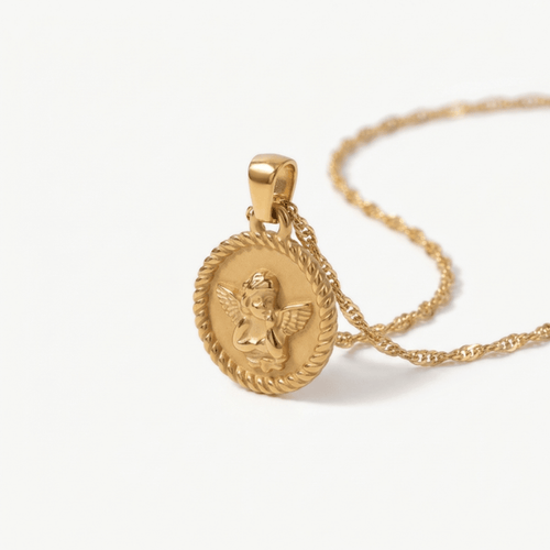 Cherub Medal Necklace — detail