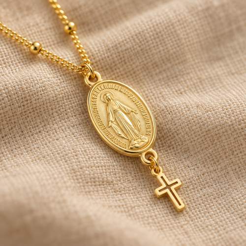 Miraculous Medal Necklace — detail
