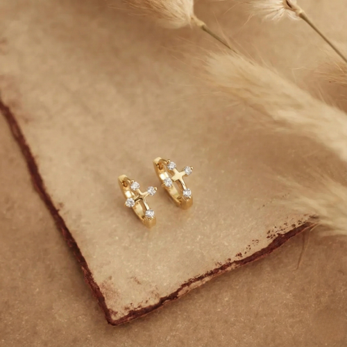 Mini Cross Hoops — worn