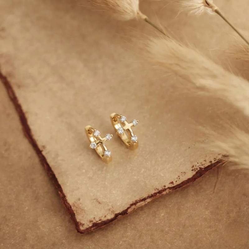 Mini Cross Hoops — worn
