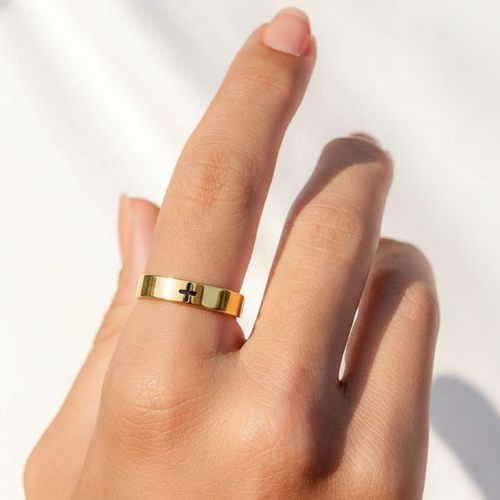 Classic Cross Ring — worn