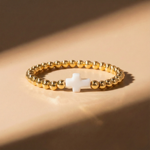 Beaded Cross Bracelet — worn