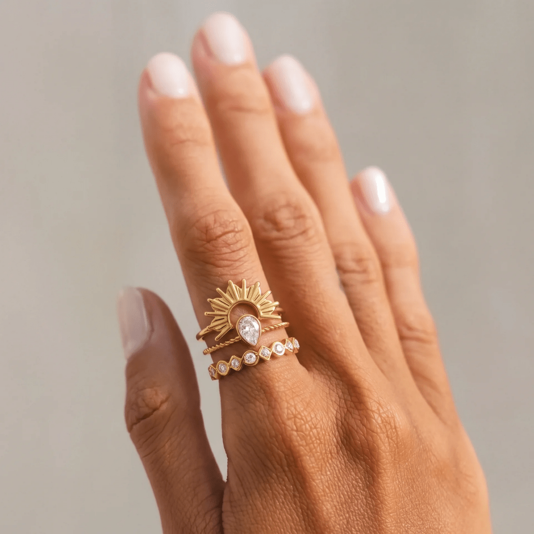 Sunrise Ring Set — worn