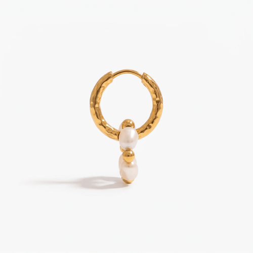 Pearl Charm Hoops — detail