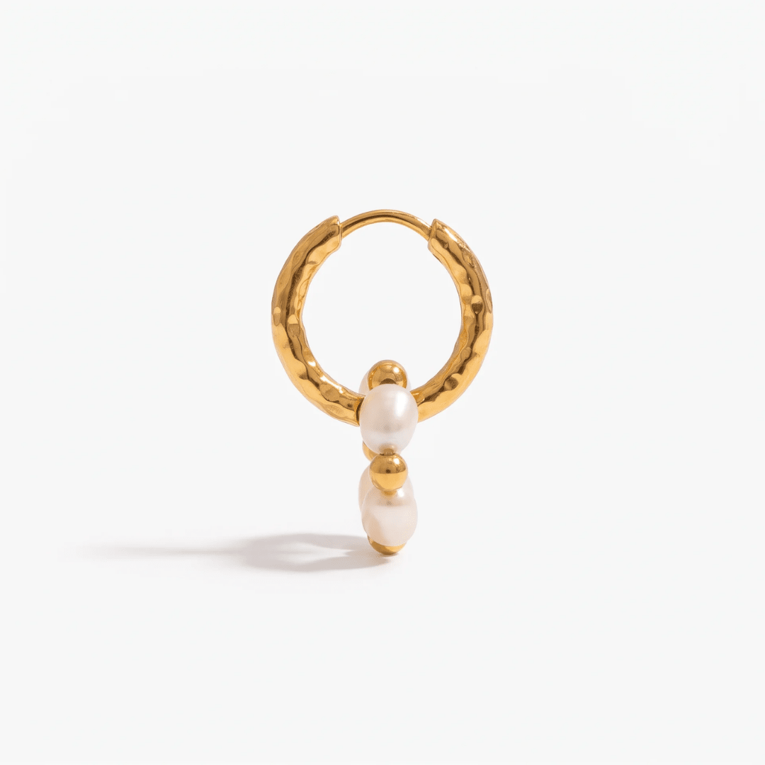 Pearl Charm Hoops — detail