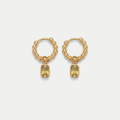 Olive Charm Hoops — detail