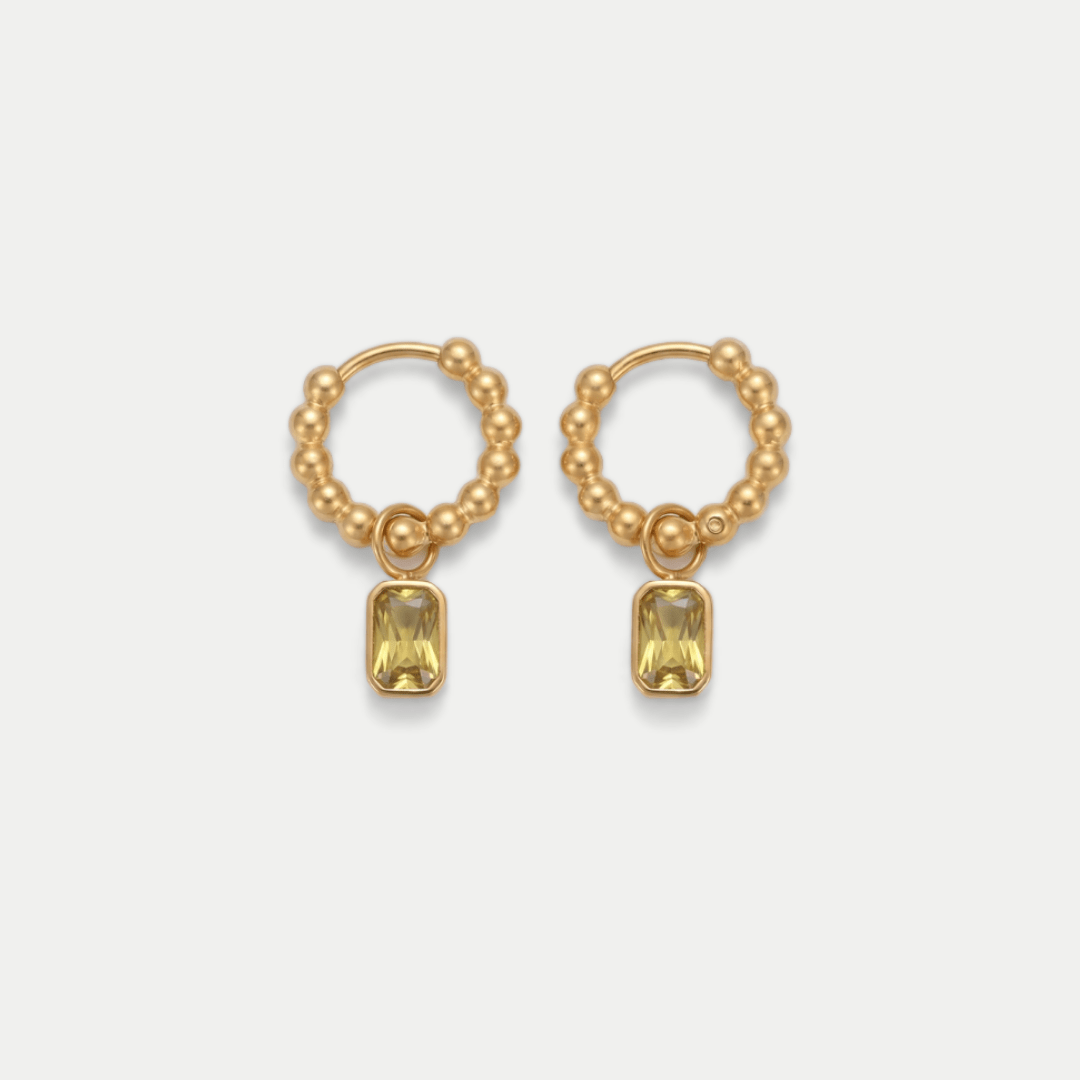 Olive Charm Hoops — detail