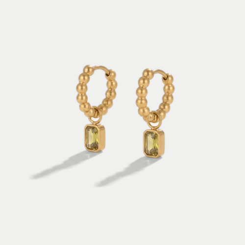 Olive Charm Hoops — detail