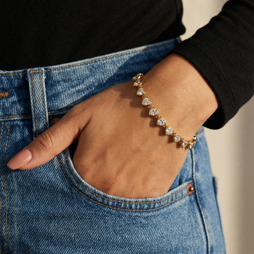 Riviere Heart Bracelet — worn