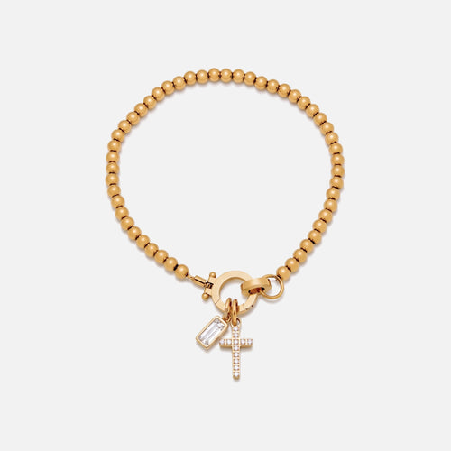 Beaded Birthstone Cross Bracelet — studio shot